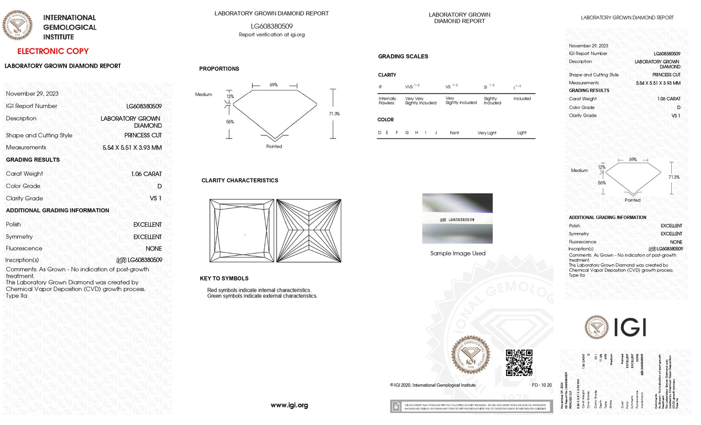 DIAMANTE DE LABORATORIO IGI CORTE PRINCESS 1.06CT