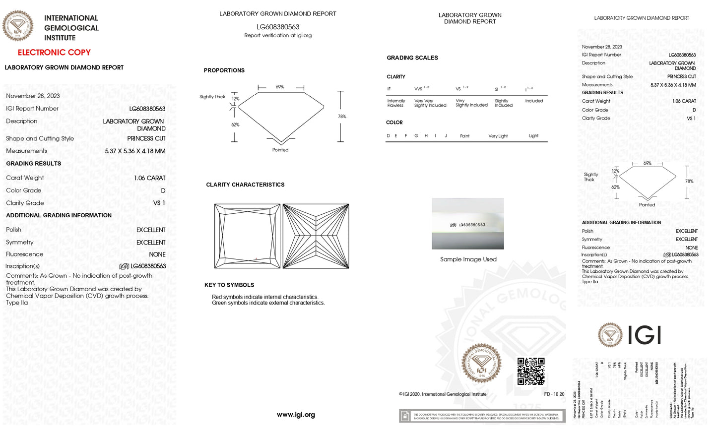 DIAMANTE DE LABORATORIO IGI CORTE PRINCESS 1.06CT