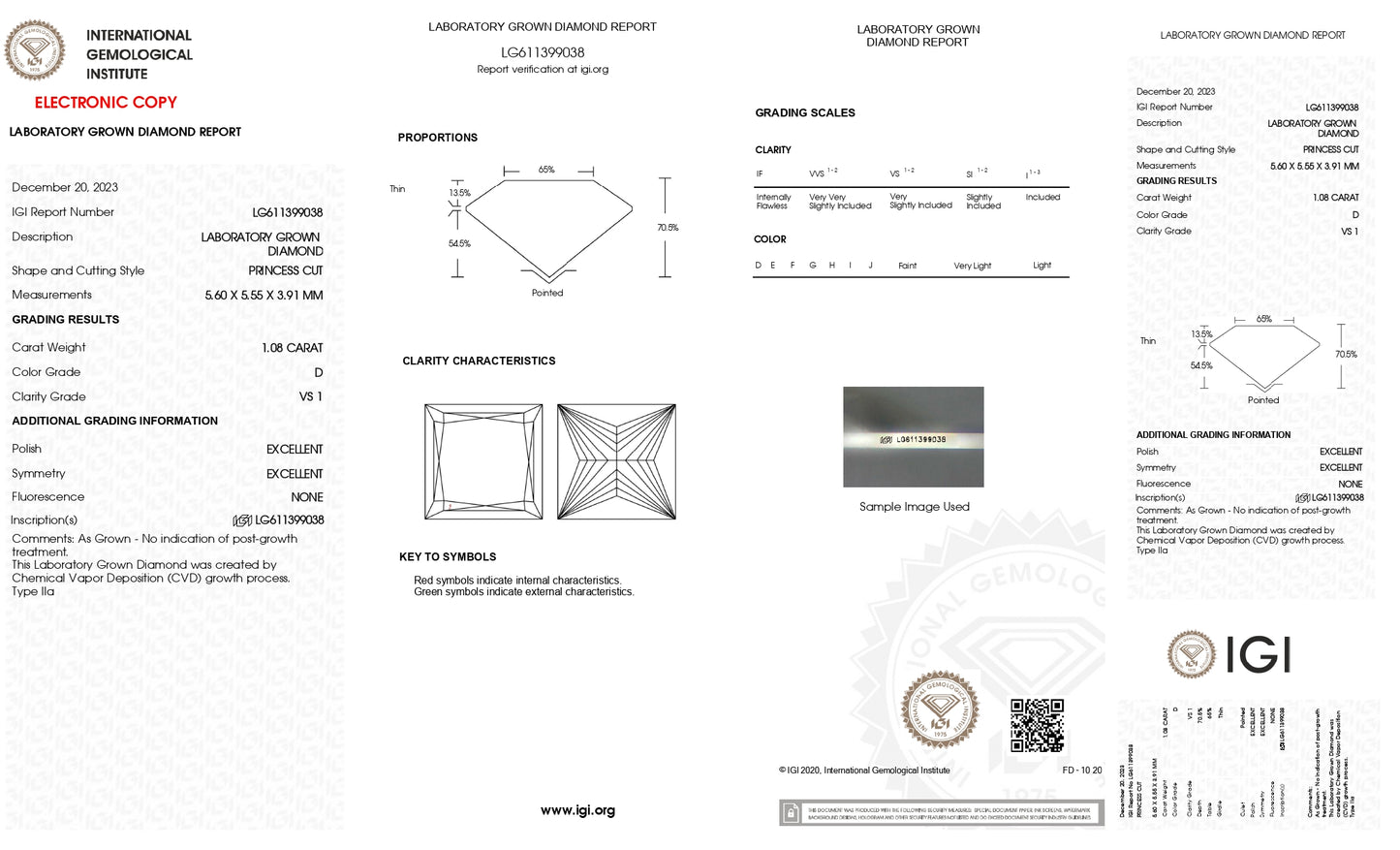 DIAMANTE DE LABORATORIO IGI CORTE PRINCESS 1.08CT