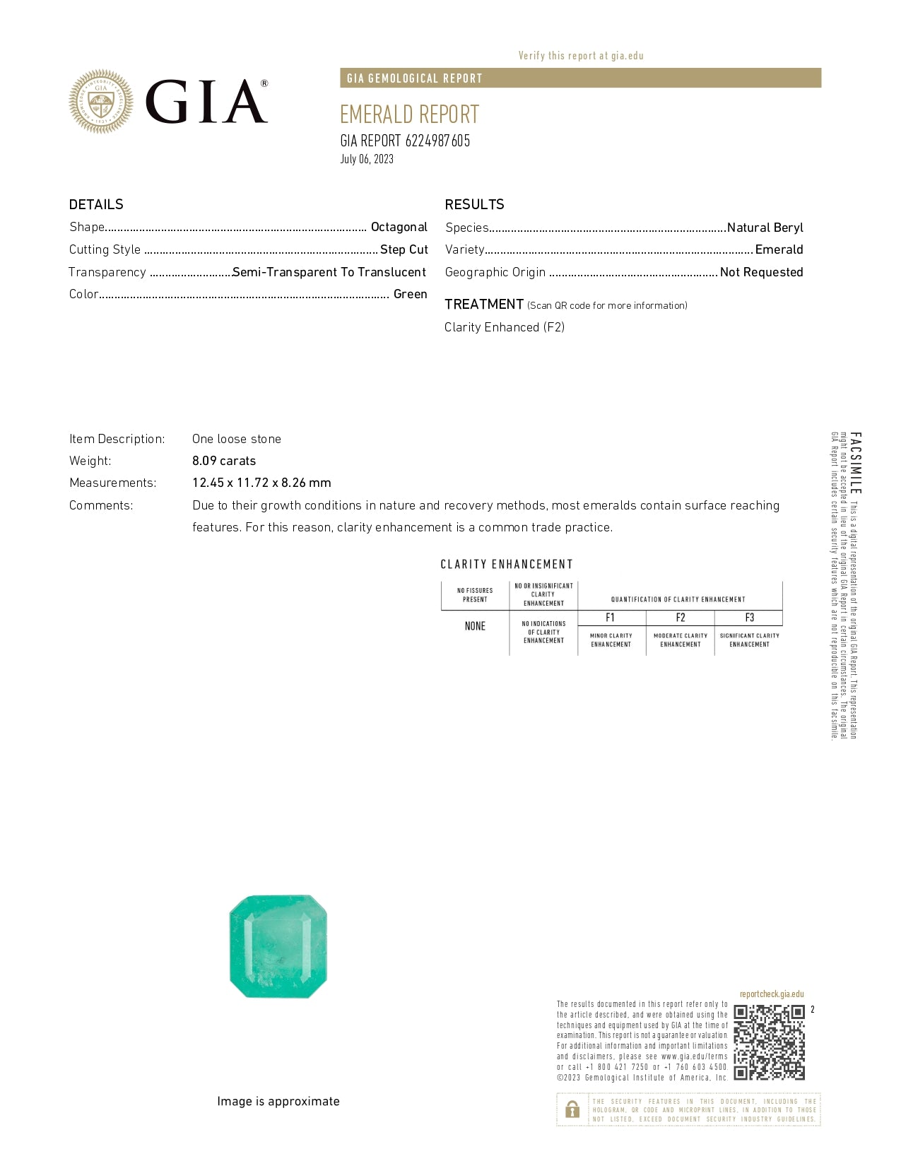 ESMERALDA GIA 8.09 CTS