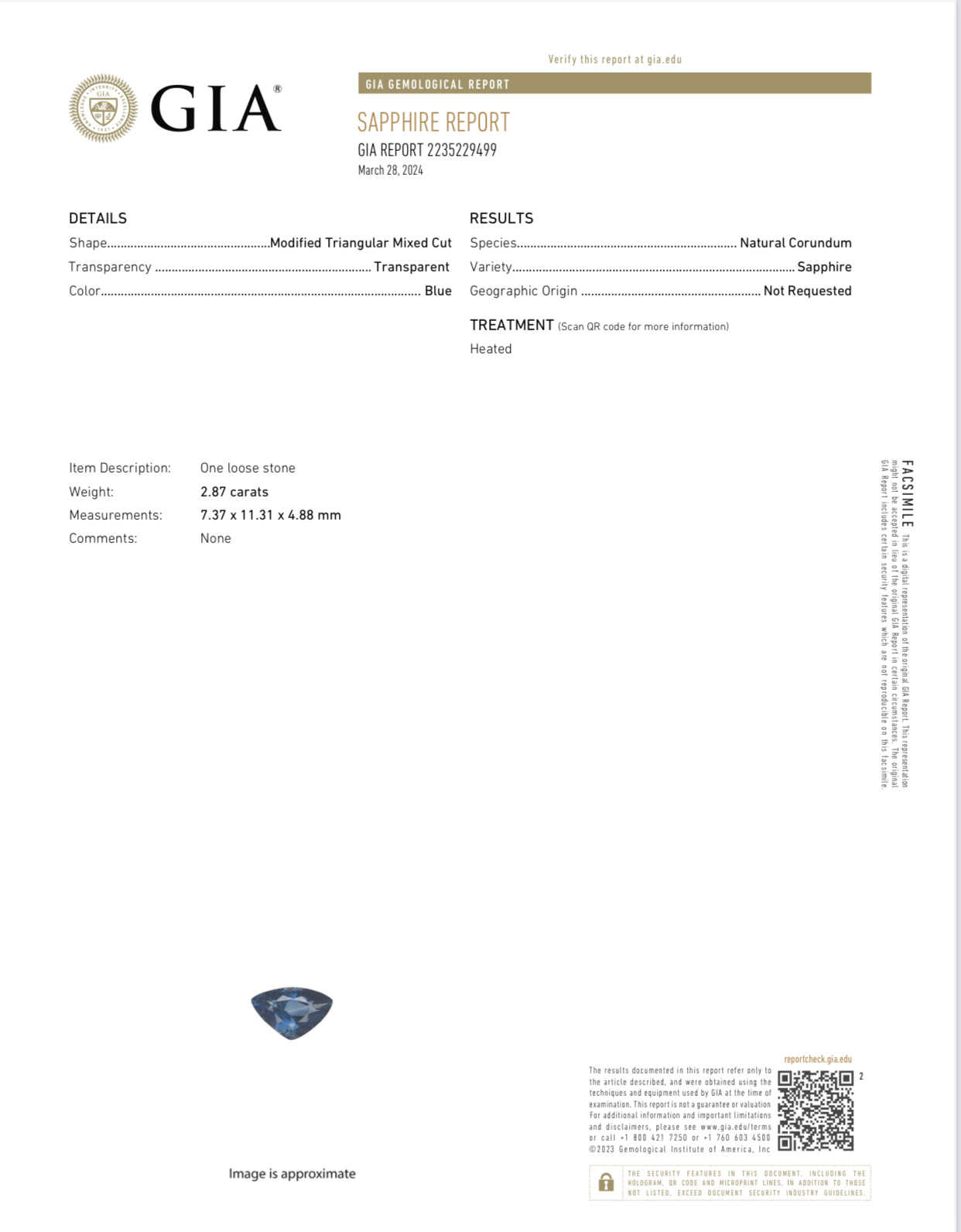 ZAFIRO GIA 2.87 CTS