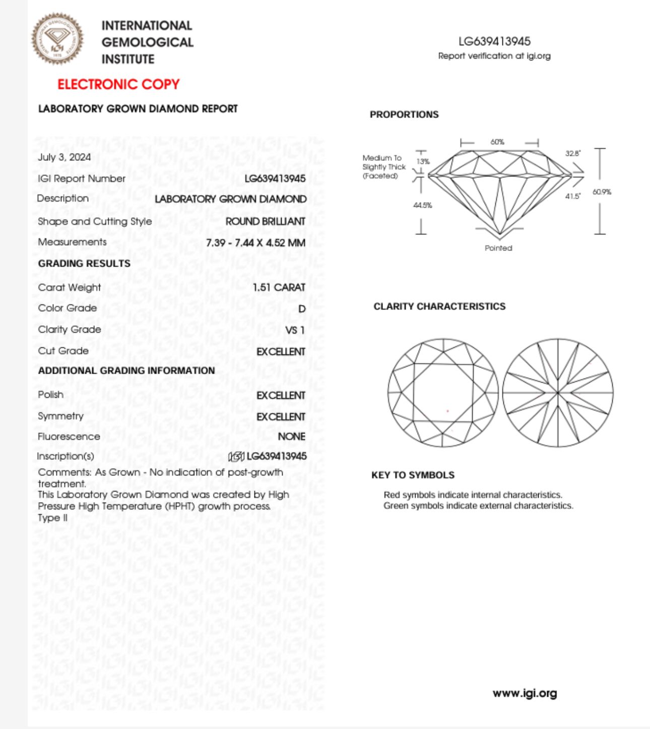 DIAMANTE DE LABORATORIO CORTE BRILLANTE 1.51 CT