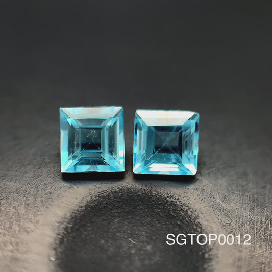 PAR DE TOPACIO SKY BLUE CORTE PRINCESS 0.96 CT